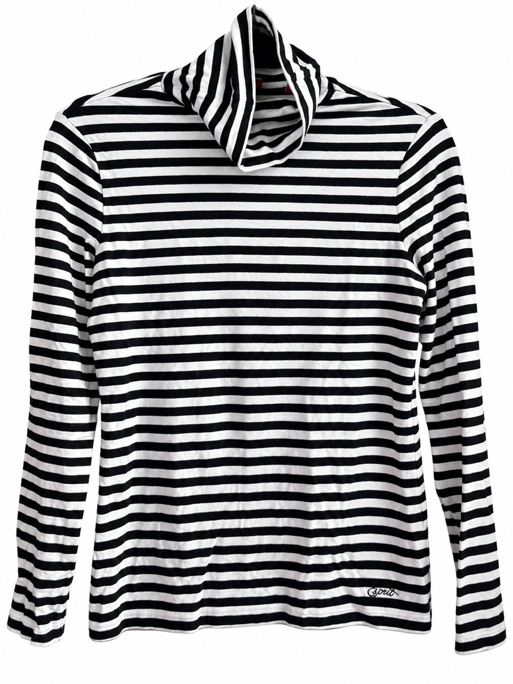 Esprit Women’s Black & White Striped Turtleneck Long Sleeve Top Size M